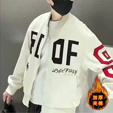 加绒青少年轻奢夹克男潮美式棒球服刺绣外套男秋冬款HH5091P80，男装夹克，星座1013-5