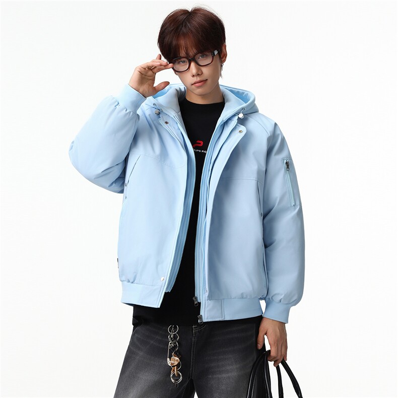 新款冬季大码羽绒棉服棉袄连帽假两件韩版宽松外套A436-2583-P95,男装棉衣,电商A436