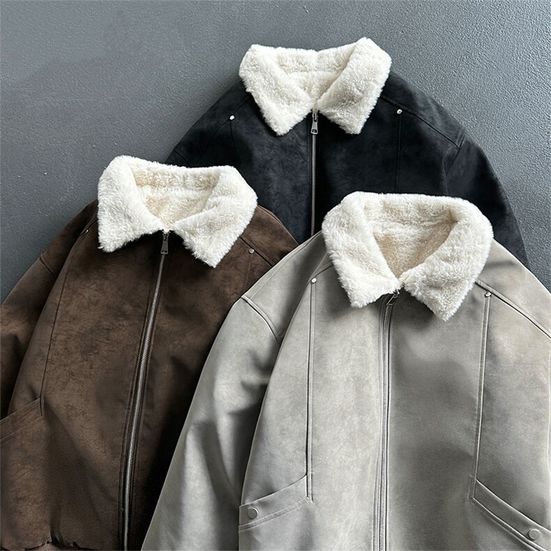 冬季美拉德巴恩风羊羔绒屋面PU皮棉服加绒保暖棉衣MP7827-特P80,男装棉衣,电商A007