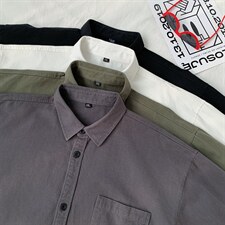 2024秋装新款情侣衬衫纯色纯棉水洗A158-CS01-P38，男装衬衫，电商A158-1