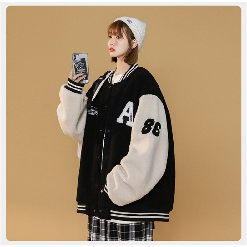 男女同款加绒加厚羊羔绒棒球领保暖棉服外套A406MY11P125,男装棉衣,星座309（原A406）