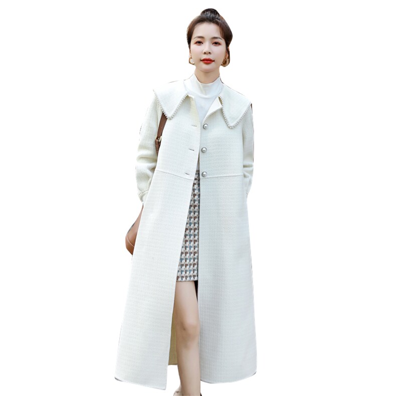 时尚韩版宽松显瘦中长款毛呢大衣女秋冬季新款气质百搭外套,女装毛呢外套,秋水欣儿