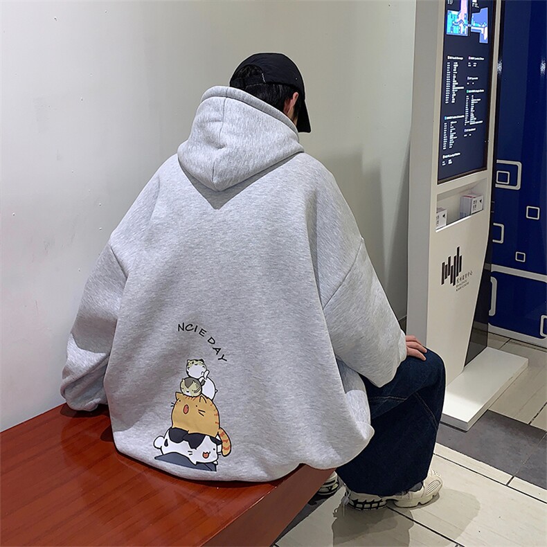 WY2090-P40纯棉连帽卫衣男大码运动帽衫宽松薄外套男,男装卫衣,电商A040