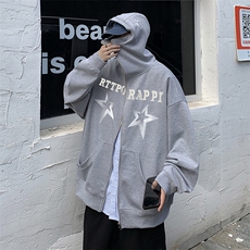 WY12-P42美式复古加绒牛仔丝连帽开衫卫衣外套，男装卫衣，星座1501-1
