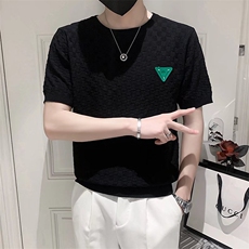 针织打底衫男毛巾植绒短袖T恤男士内搭圆领绿色上衣中袖T3351，男装T恤，星座1116A-2（原606A-1）
