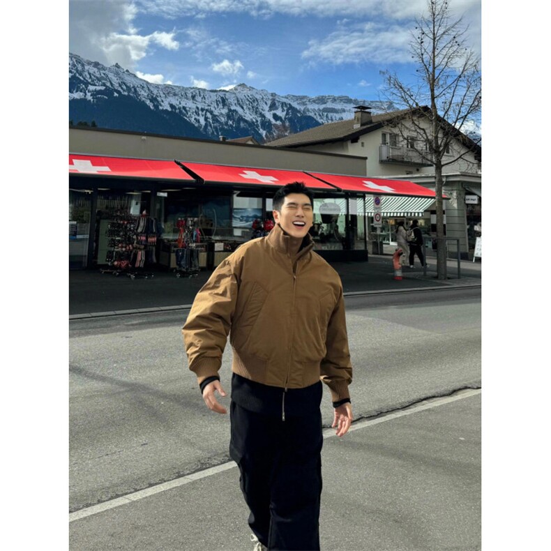 现货【网图】黑色卡其色杭州货飞行夹克短款立领棉服MY04-P90,男装夹克,电商A466