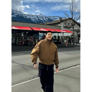 现货【网图】黑色卡其色 杭州货 飞行夹克短款立领棉服MY04-P90图片