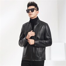 2023秋冬新款皮衣男立领牛皮夹克韩版商务男装P600，男装皮衣，电商B360