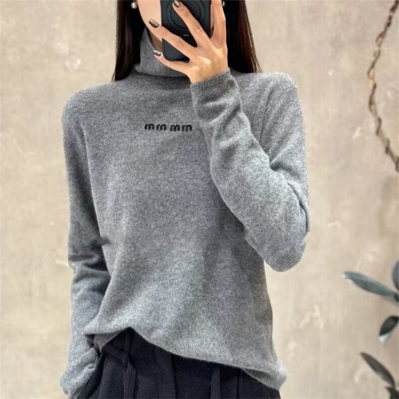 女士秋冬羊毛刺绣高领堆堆领羊毛衫,女装羊毛衫,鑫之绒
