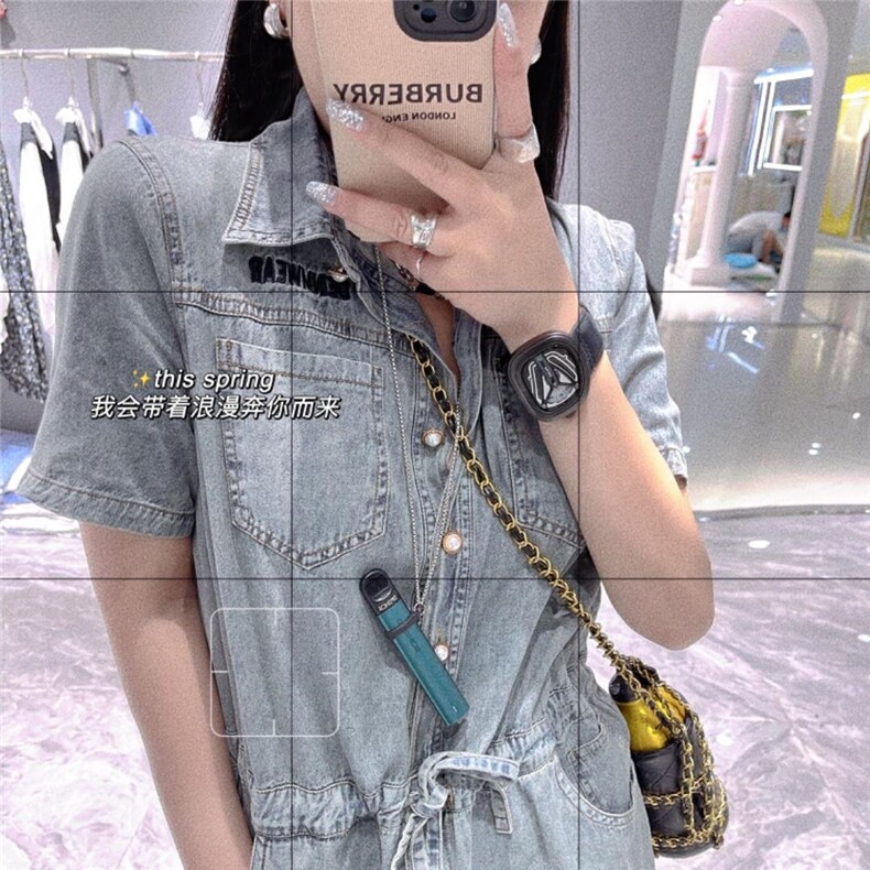 夏季重工牛仔连衣裙，女装连衣裙，南西里