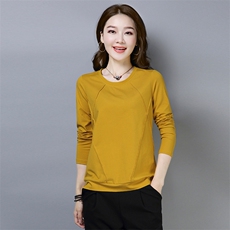 长袖T恤女2021新品时尚修身显瘦女式洋气上衣休闲打底衫，女装T恤，曼沙奕珂