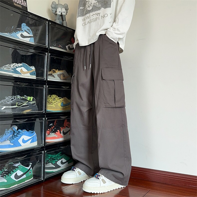 秋季拼接大口袋美式高街大码直筒拖地工装裤男K24095-特P45控88，男装工装外套，电商A001