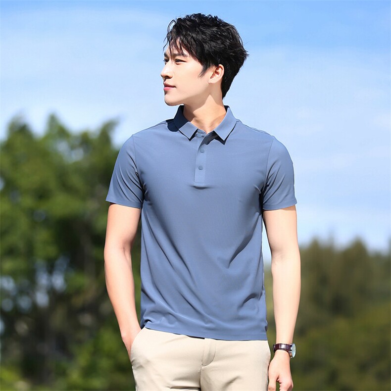黑色美式短袖polo衫男款痞帅高级感夏季正肩t恤轻熟风男装半截袖,男装Polo衫,电商B360
