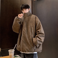 港风PU皮复古做旧双侧金属拉链设计夹克式棉衣男MY77092P130控198，男装夹克，星座227-7