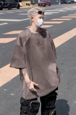 双拉链短袖T恤男装美式复古高街休闲百搭上衣XZ514-2-202437-P48，男装T恤，星座514-2(原B239)