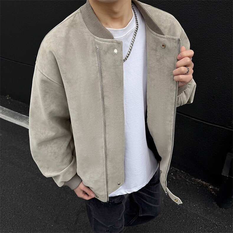 现货浅灰三防春秋款男士皮夹克外套皮衣JK309P80,男装夹克,星座1904A-1
