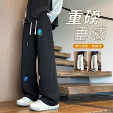 秋款男休闲卫裤刺绣涂鸦宽松直筒休闲长裤大码M-5XLht003P35，男装休闲裤，星座1013-1