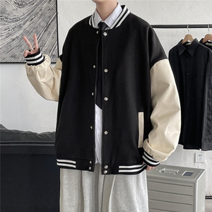 1港风毛呢子休闲宽松潮流棒球服夹克男外套大皂风7423P70控98图片