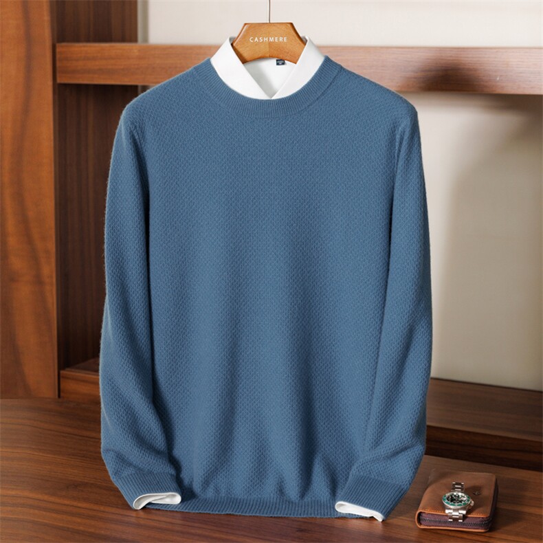 2024秋冬新款羊绒男士圆领蜂窝针羊绒衫男装，男装羊绒套衫，英皇羊绒