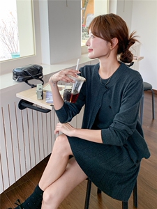 针织开衫+百褶背心连衣裙两件套装2C267-929-P120-K198图片