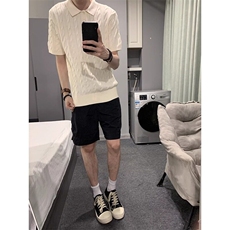 【有货】Z96CC-特P39绞花翻领polo衫男女正肩针织短袖t恤，男装T恤，星座1007（原301D）