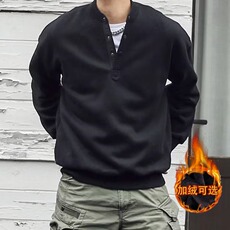 亨利领卫衣秋冬季休闲大码男装宽松纯色帅气套头上衣WYY02，男装卫衣，星座1116A（原606A-3）