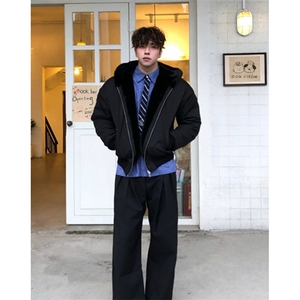 重磅仿兔毛连帽座山雕夹克棉服男冬季加绒棉衣外套 M5032图片