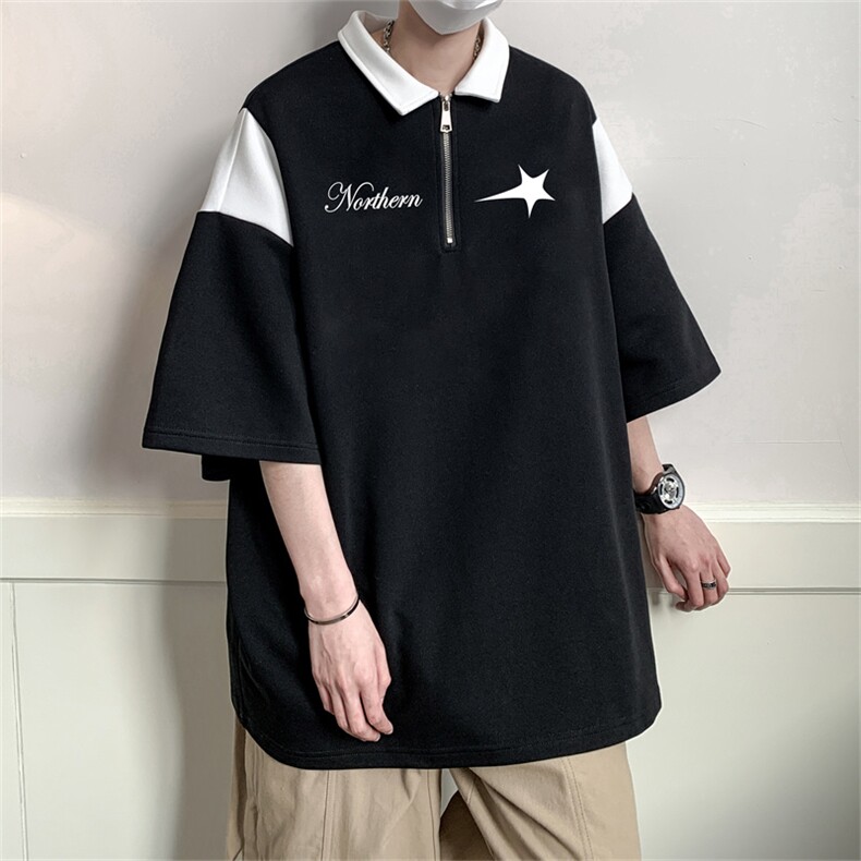 250G纯棉夏季美式复古POLO衫男潮流宽松短袖XP3186-P45控68,男装Polo衫,电商B370