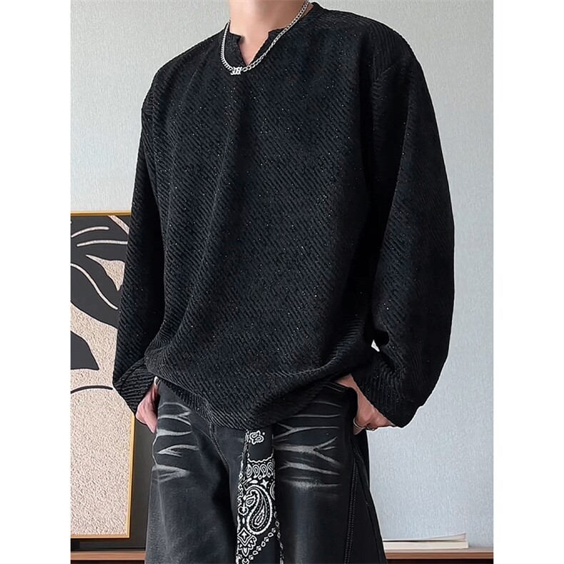 满天星v领卫衣男春秋季美式重磅潮牌宽松潮流oversize套头上衣服,男装T恤,电商A001