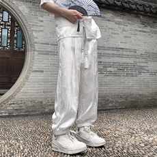 2024春夏衔接外景新中式龙提花冰丝裤M-5XHK24182-P50，男装休闲裤，电商A022