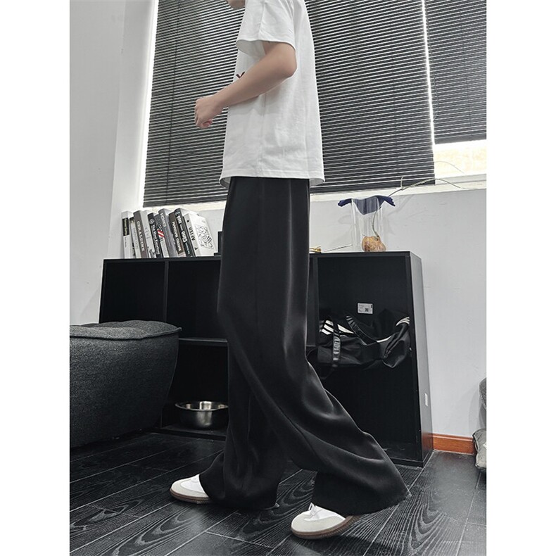美式高级感褶皱西裤男cleanfit宽松冰丝阔腿垂感休闲裤XK463-P45图片