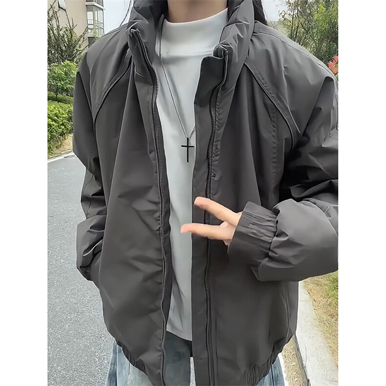 现货美式高街休闲棉衣夹克三防立领纯色户外工装加厚棉服外套,男装夹克,电商A486