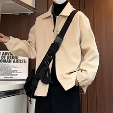 N2070/P75加棉P85冬季毛呢夹克男女中性风宽松大码呢子外套夹克，男装夹克，电商A141