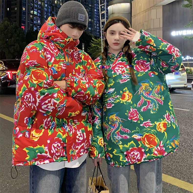 901情侣组合装棉衣外套保暖防寒男女东北大花袄风汉服团队服,男装棉衣,星座115A(原星座507）