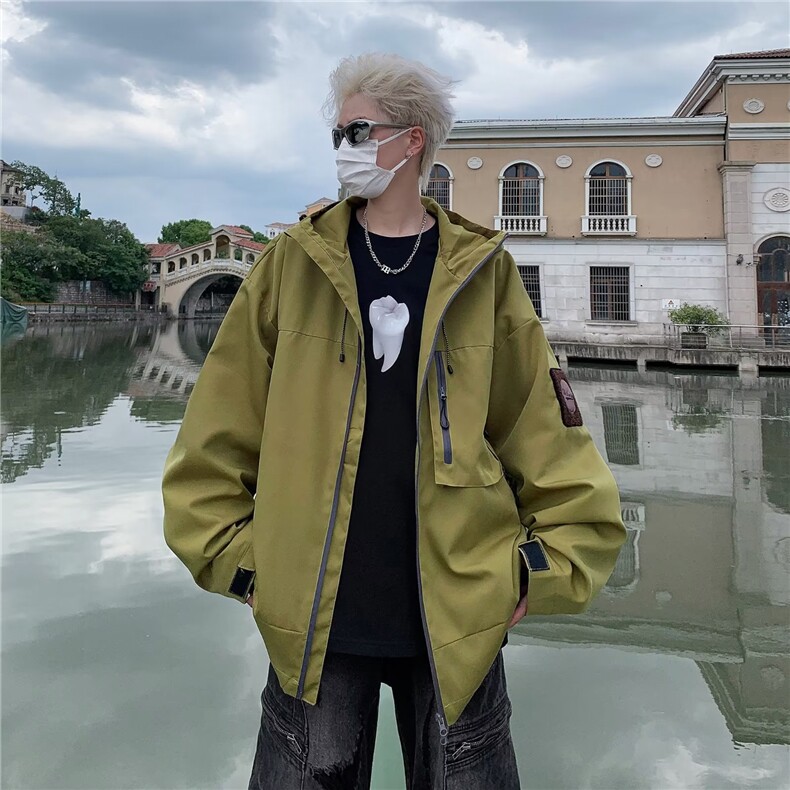 冲锋衣外套男春秋季潮牌ins痞帅高级感防风防水宽松休闲工装夹克,男装夹克,星座1210-1