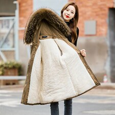 2022年冬季刺绣修身型中长款中长款连帽拉链，女装棉衣/棉服，贵人树