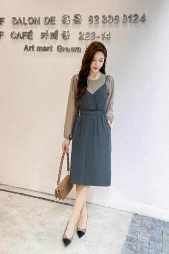 秋装新款连衣裙两件套，女装连衣裙，金姿丹