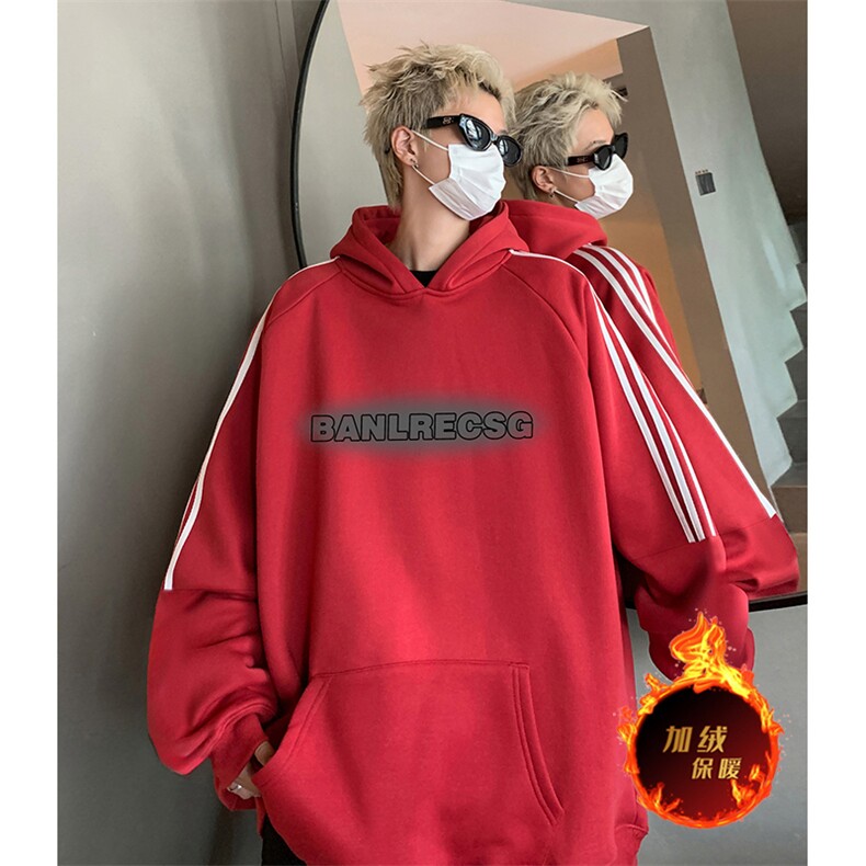 抖音得物供货提供视频秋冬重磅美式宽松织带连帽卫衣0471,男装卫衣,电商A486