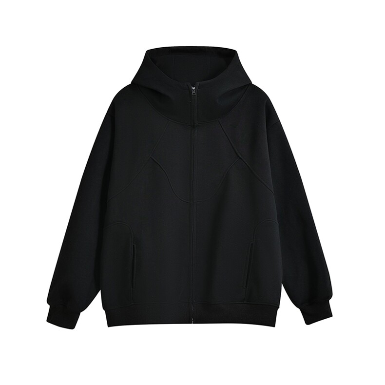 重磅全棉无帽绳450克拉链连帽卫衣硬挺短宽套头外套男 RH5325-P58图片