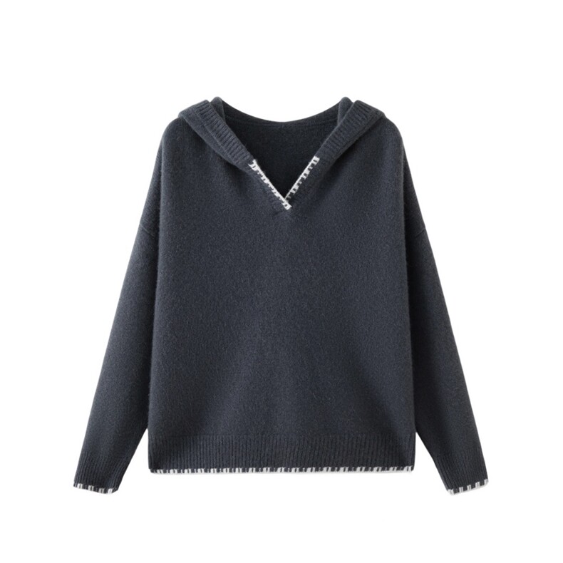 2025年秋季时尚百搭通勤简约休闲五针加厚帽衫，女装羊绒衫，轩妮羊绒