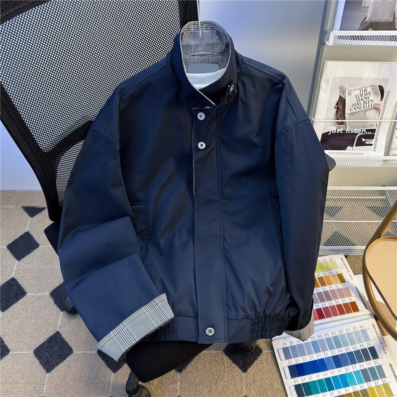 格纹拼接假两件棉服外套男女冬季保暖棒球服夹克翻领W6853-P65,男装夹克,星座412-3