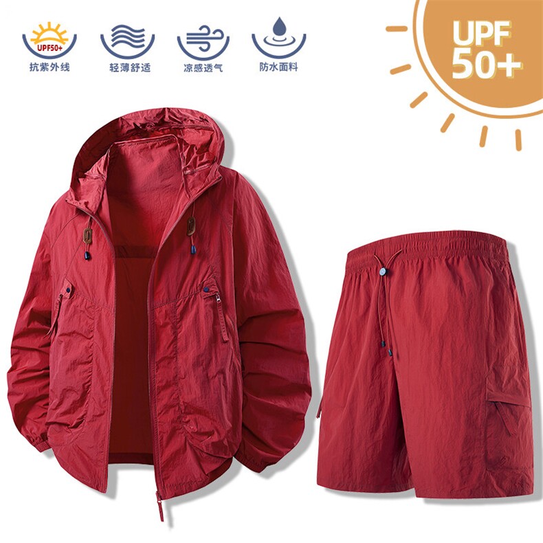 夏季新款休闲户外登山旅游防晒衣套装宽松大码薄款外套TZ2390-P60,男装休闲套装,星座1816-2（原1210–2）