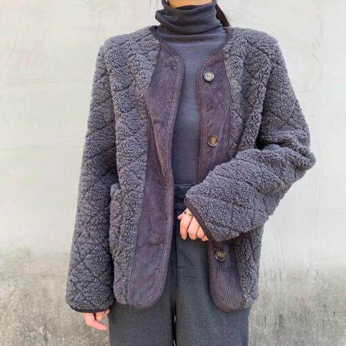 【现货】短款毛毛外套。MLXL 【搭配】格子衬衫，女装衬衫，FUMEI赋美