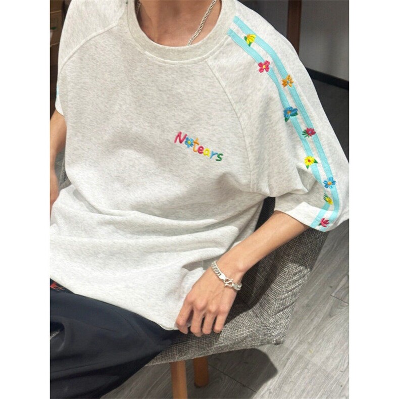 M555-P35刺绣复古美式休闲上衣宽松潮流百搭短袖T恤男女同款,男装T恤,星座617A-1（原B318A）