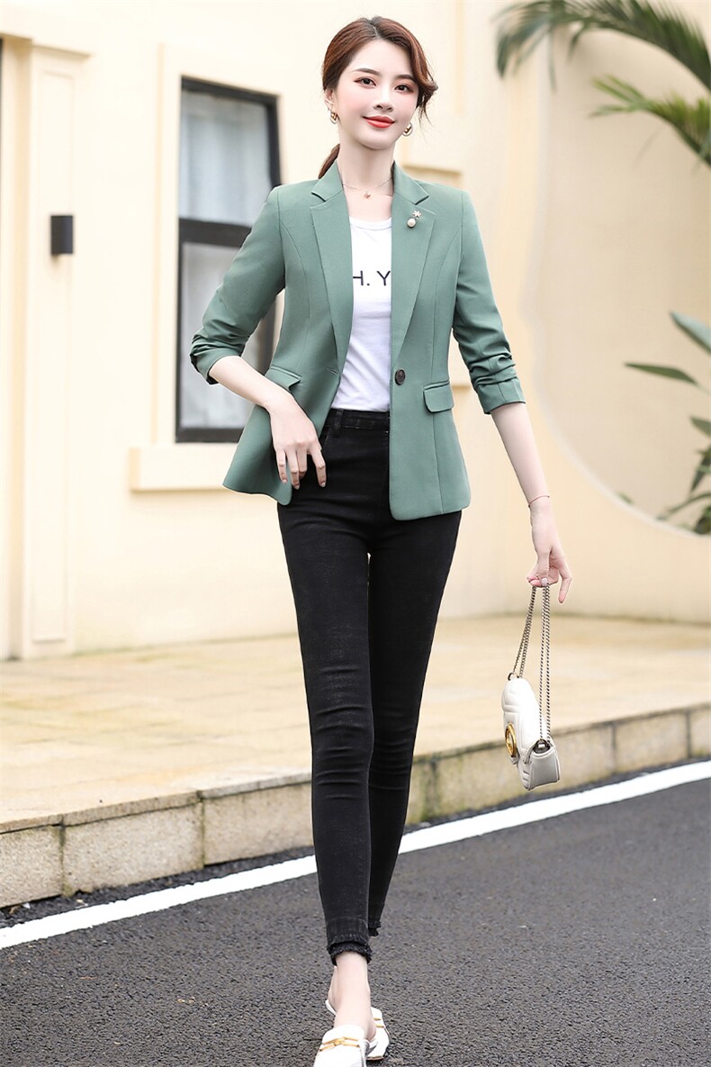 2021春秋季新款优雅气质纯色小西装外套,女装西装,阿菲诺依