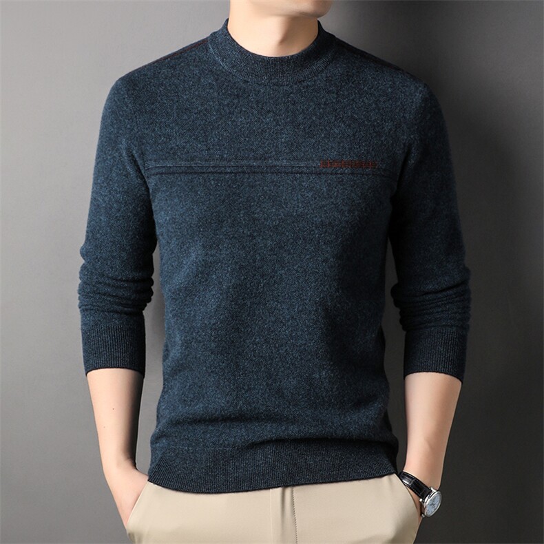 BJ15205钱塘2020-2中年男士休闲半高领简约冬季厚款羊毛衫P147,男装针织衫/毛衣,钱塘207-2