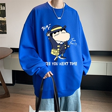 华夫格卫衣圆领卫衣男大码长袖t恤男外套HW76240-P30加绒款-P40，男装卫衣，电商A040