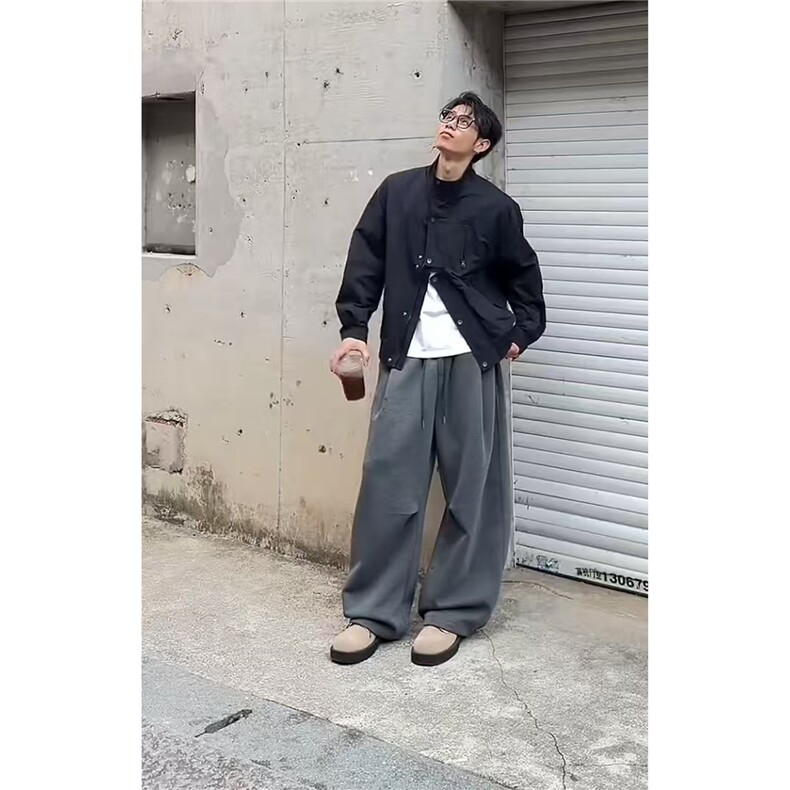 秋季美式慵懒风解构卫裤男女百搭宽松休闲运动弯刀裤K06083P55,男装休闲裤,星座1004（原星座815-3）