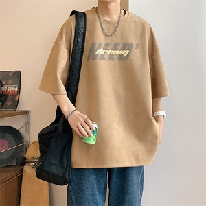 DX510 P30港风重磅麂皮绒短袖美式高街t恤男大码半袖男图片
