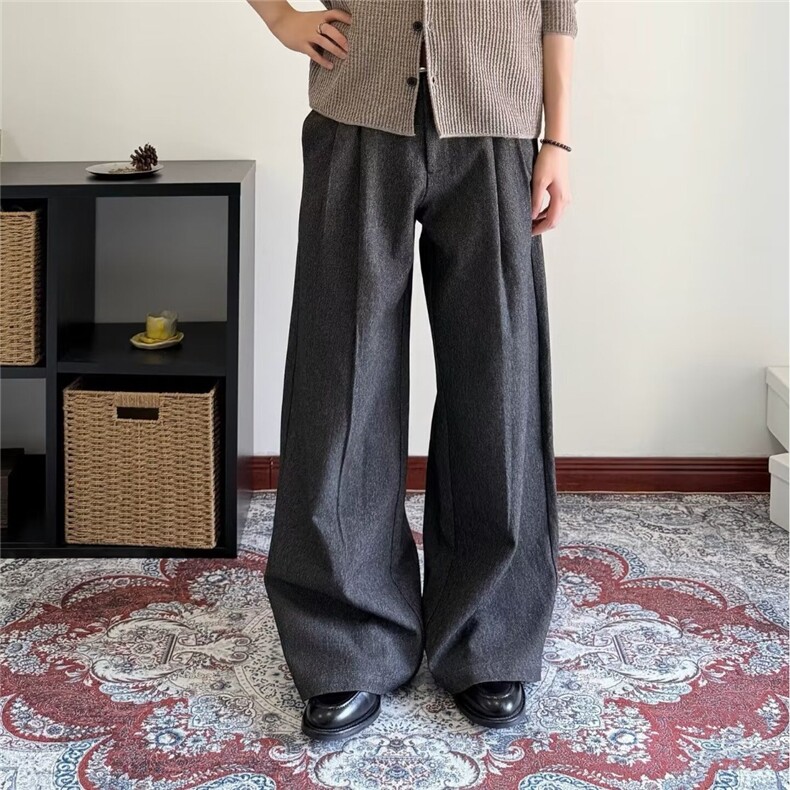 2026美式cleanfit解构弯刀微喇直筒西裤男款百搭vibe情侣休闲裤，男装西裤，星座813-2